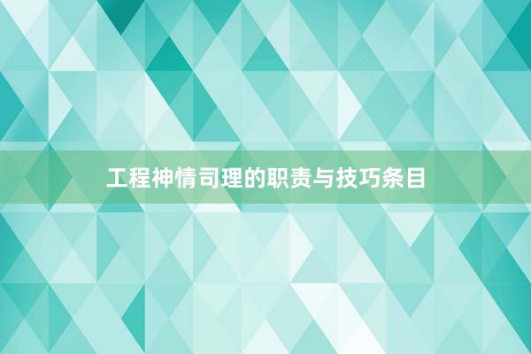 工程神情司理的职责与技巧条目